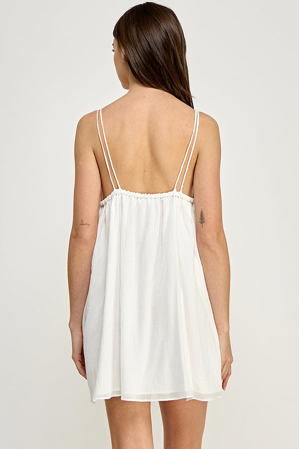 Yura White Crochet Lace Mini Dress - YD1128EJ