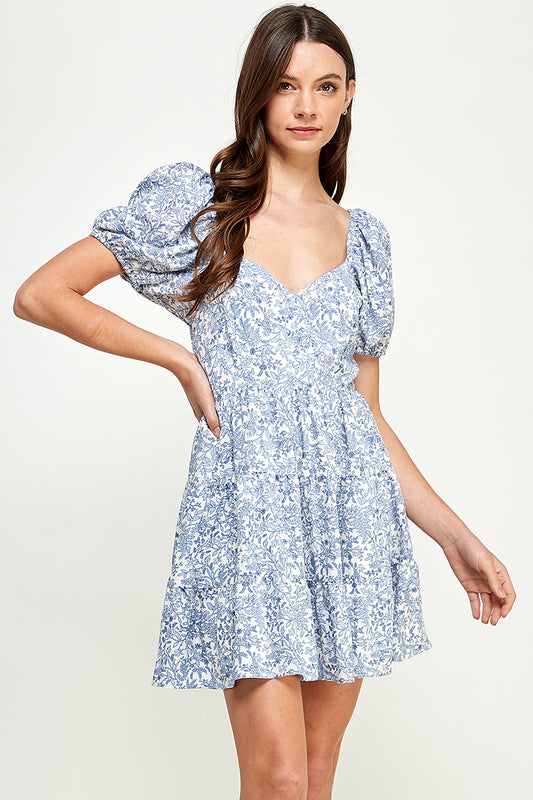 Bluebell Blooms Puff Sleeve Dress - YD1151BJ03