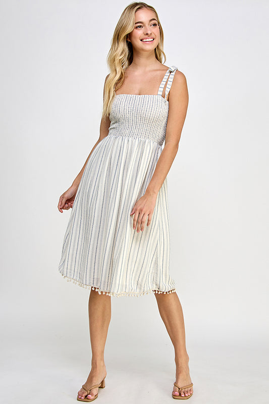 Yura - Breezy Striped Midi Dress - YD1198BJT