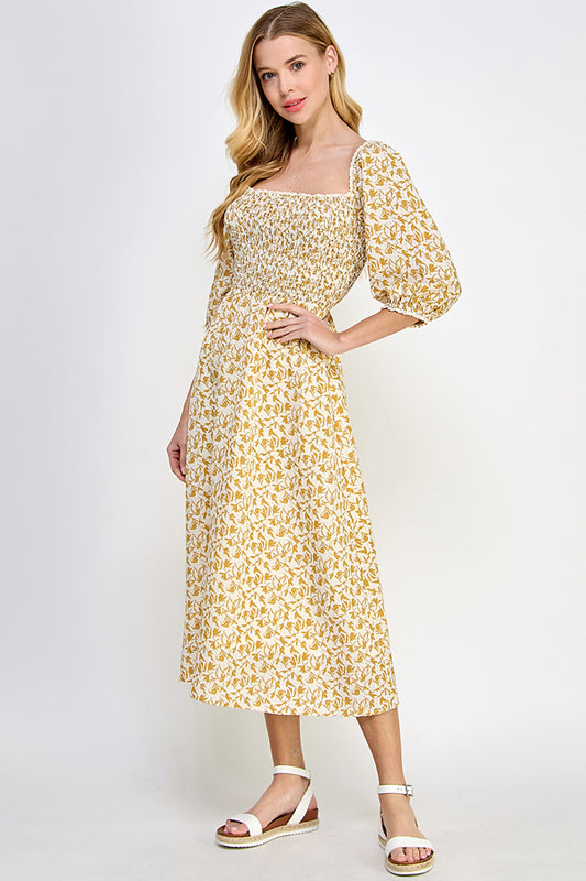 Sunshine Floral Midi Dress - YD1222BJ