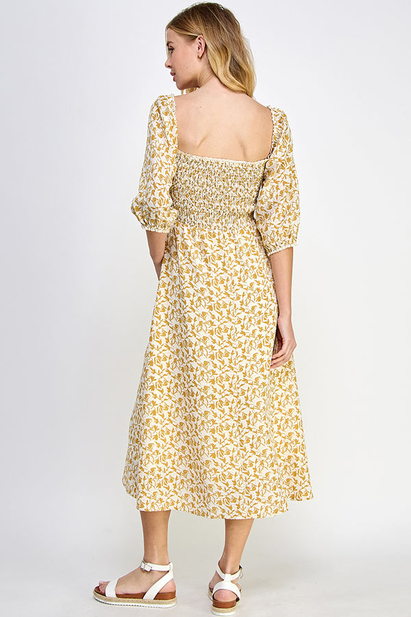 Sunshine Floral Midi Dress - YD1222BJ