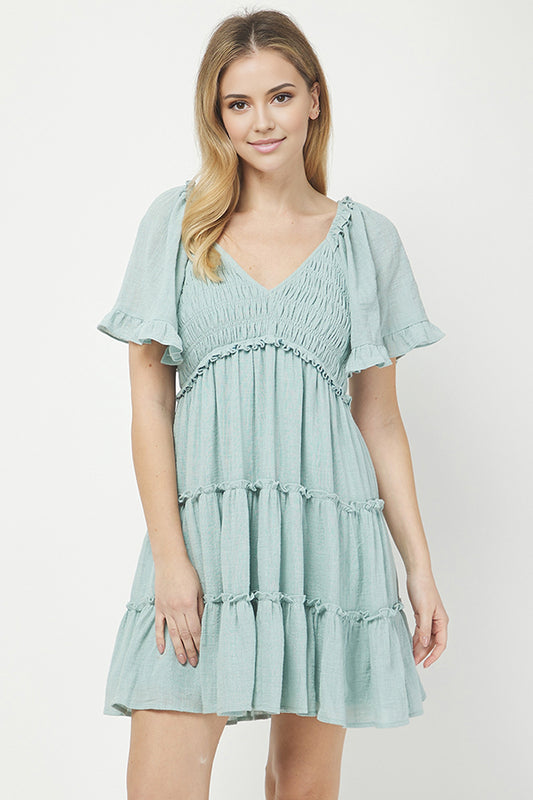 Sea Breeze Tiered Mini Dress - YD1253KJ