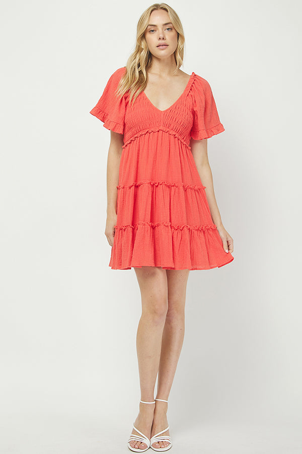 Sunset Glow Ruffled Mini Dress - YD1253KJ