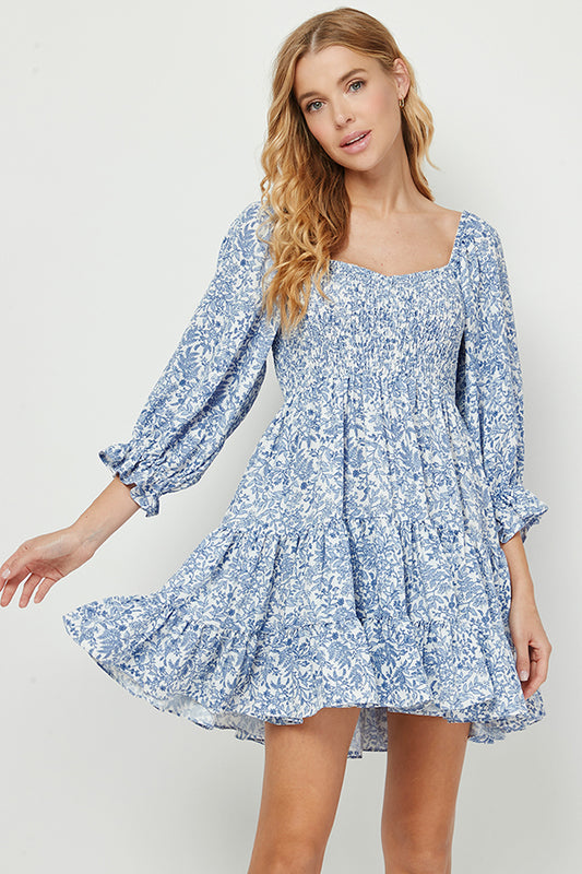 Floral Dream Smocked Mini Dress - YD1300BJ