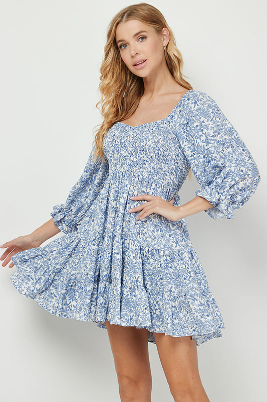 Floral Dream Smocked Mini Dress - YD1300BJ