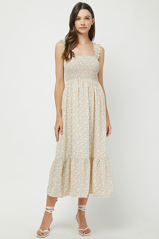 Golden Bloom Ruffle Dress - YD1334BJ