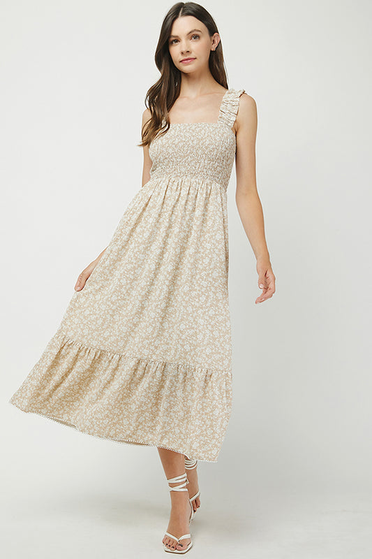 Golden Bloom Ruffle Dress - YD1334BJ