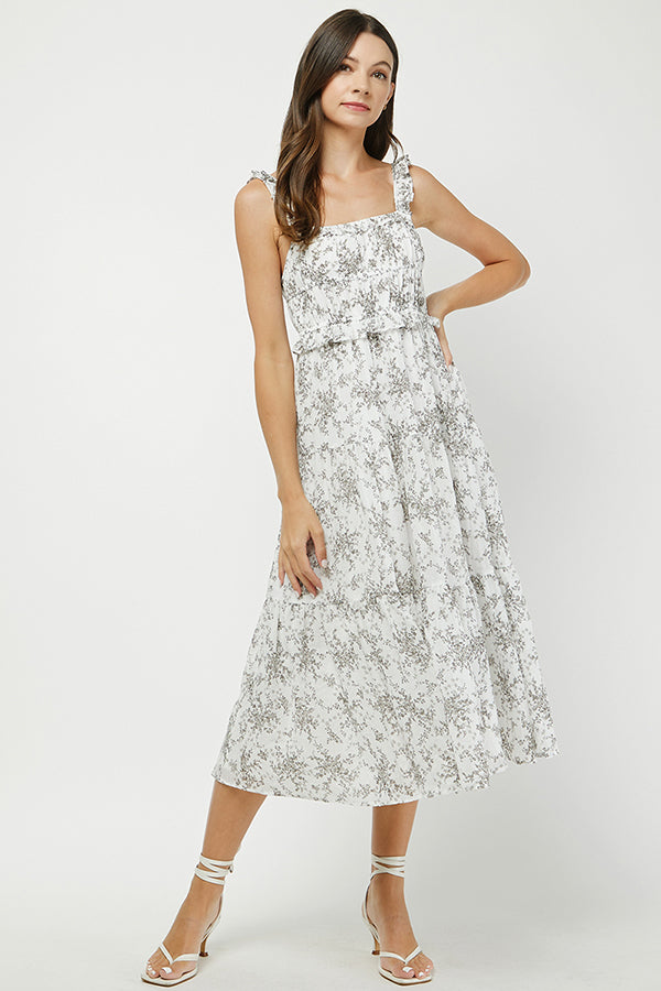YURA - Bohemian Floral Tiered Midi Dress