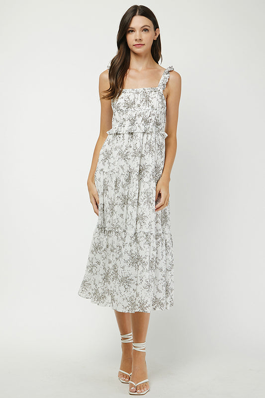 YURA - Bohemian Floral Tiered Midi Dress