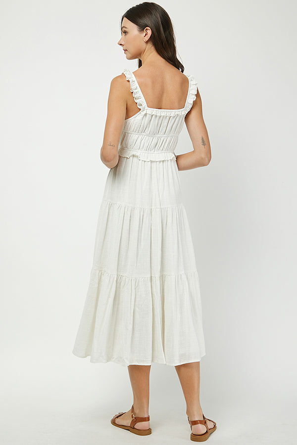 YURA - white romantic white midi dress