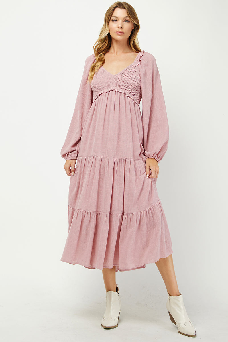 Elegant Tiered Smocked Midi Dress - YD1478KJ