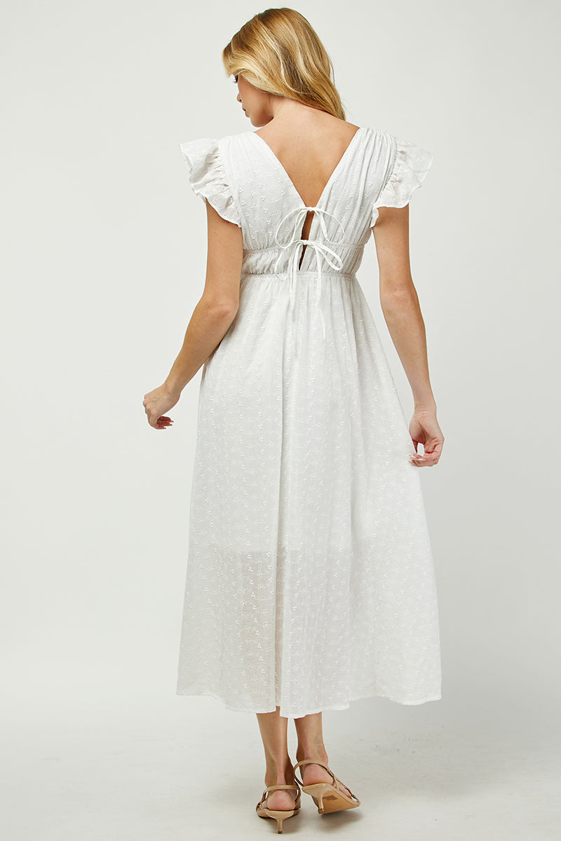 Embroidered Flutter Sleeve Maxi Dress - YD1511BJ