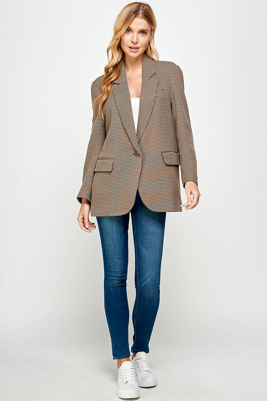 Classic checkered pattern houndstooth blazer - YJ9018BJ