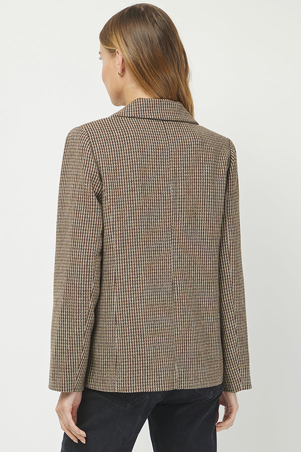 Classic Chic Houndstooth Double-Breasted Blazer - YJ9036BJ