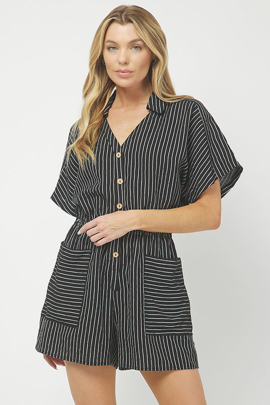 Stripes in Style Button-Down Romper - YR5017BJ