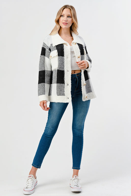 YURA BUTTON DOWN SWEATER CARDIGAN WITH COLLAR