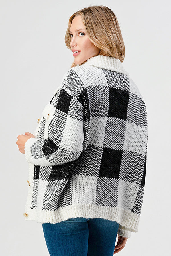 YURA BUTTON DOWN SWEATER CARDIGAN WITH COLLAR