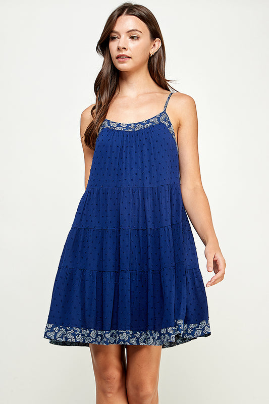 PAISLEY BORDERED TIERED MINI DRESS - YD1165EJ