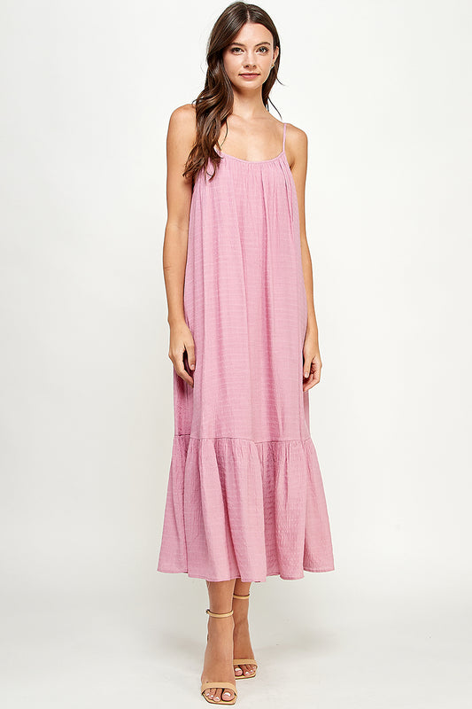Effortless Midi Dress in Solid Pink