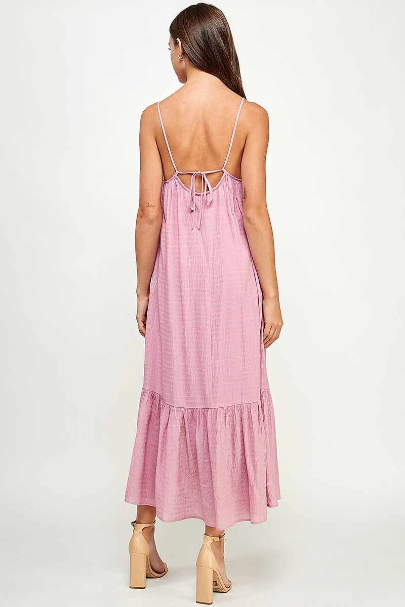 Effortless Midi Dress in Solid Pink