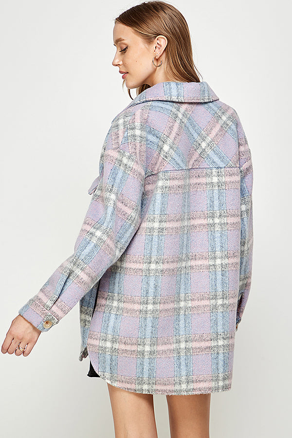 YURA WOOL BLENDED OVERSIZED PLAID COAT