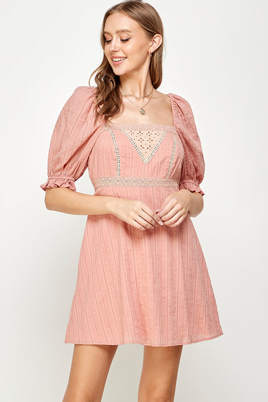 Vintage Charming Lace detail Mini Dress - YD1005AJ