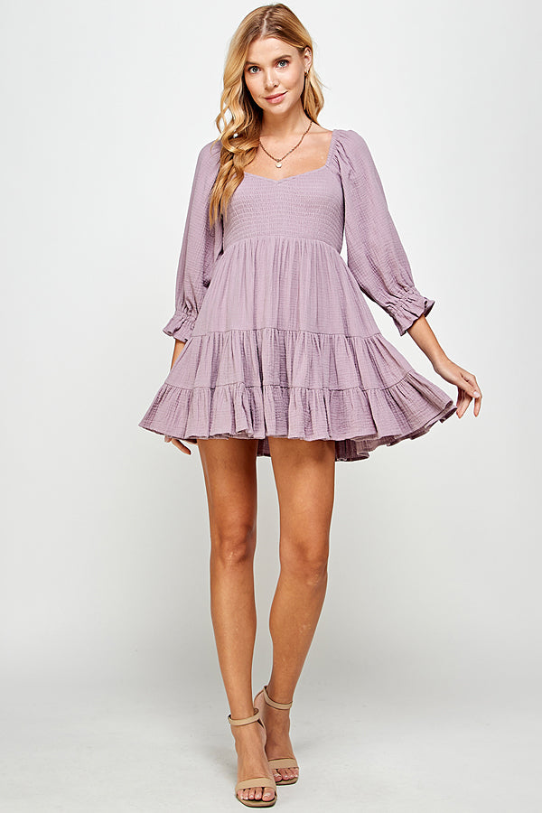 SMOCKED TIERED BABYDOLL DRESS - YD1107BJ