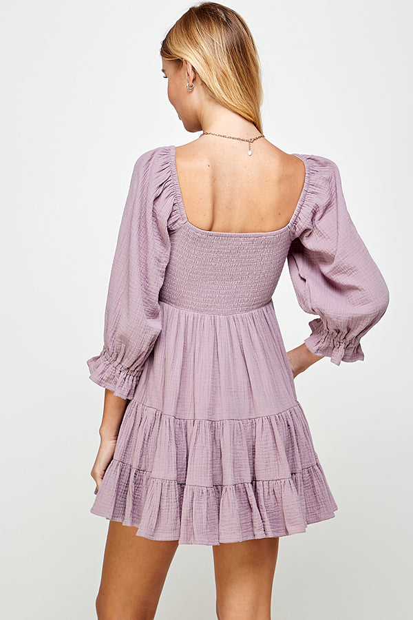 SMOCKED TIERED BABYDOLL DRESS - YD1107BJ