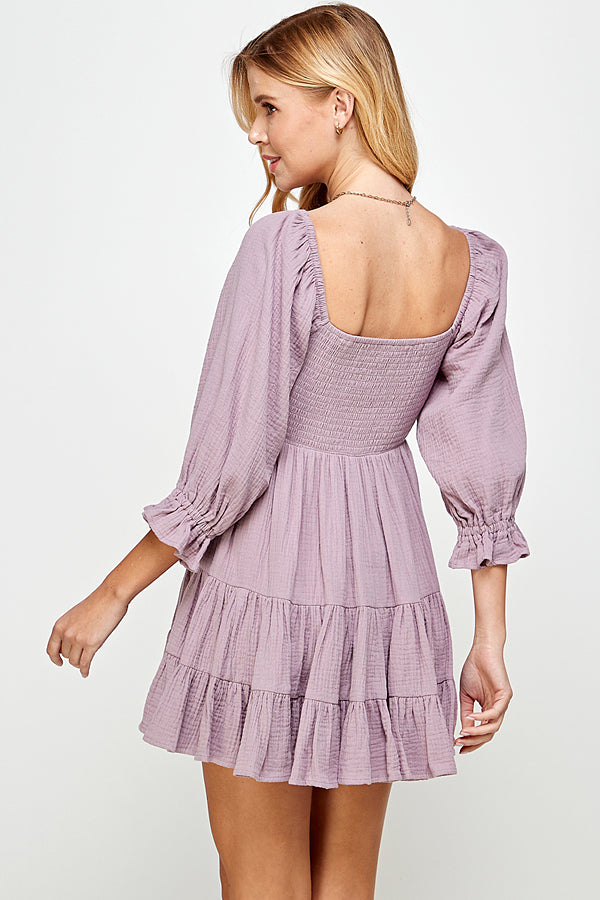 SMOCKED TIERED BABYDOLL DRESS - YD1107BJ