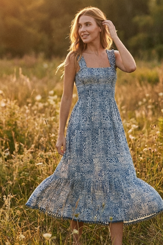 Sunset Meadow Smocked Dress - YD1124BJ