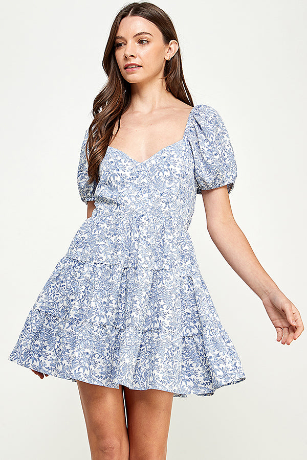 Bluebell Blooms Puff Sleeve Dress - YD1151BJ03