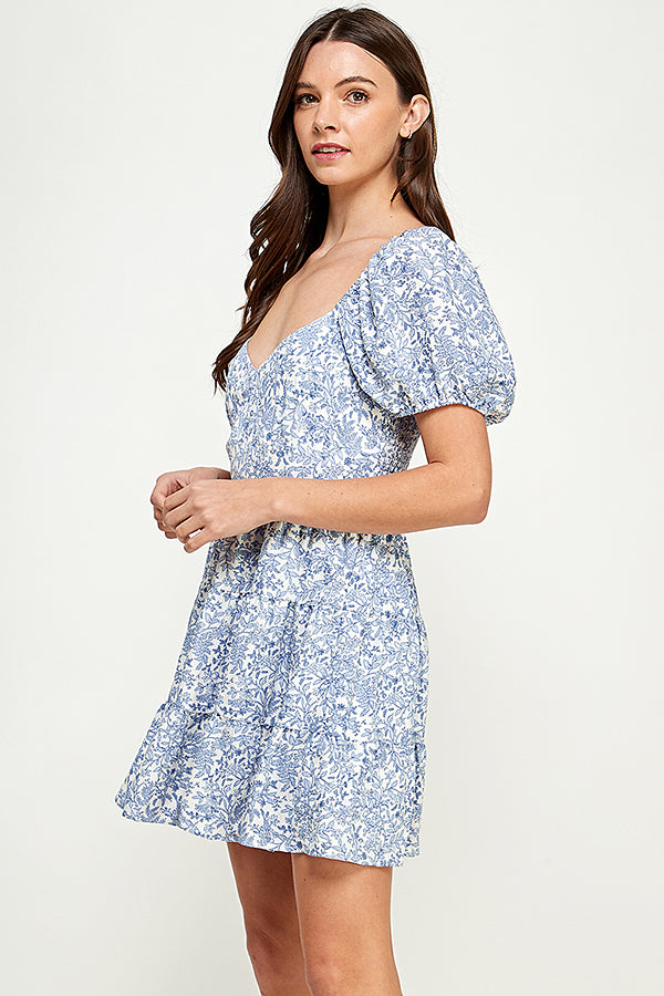 Bluebell Blooms Puff Sleeve Dress - YD1151BJ03