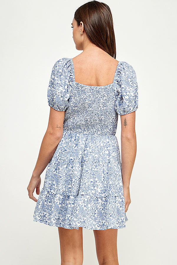 Bluebell Blooms Puff Sleeve Dress - YD1151BJ03