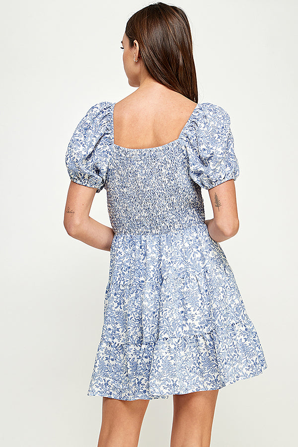 Bluebell Blooms Puff Sleeve Dress - YD1151BJ03