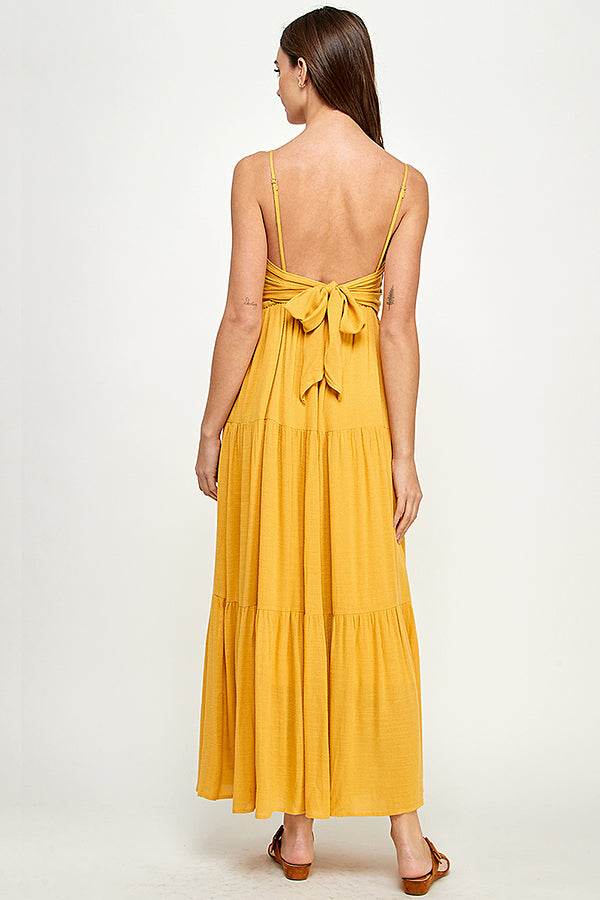 Golden Blossom Tiered Maxi Dress - YD1177BJ