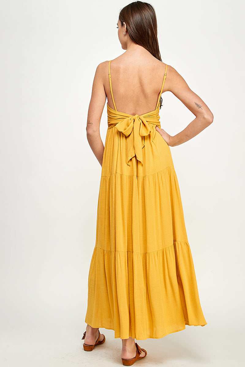 Golden Blossom Tiered Maxi Dress - YD1177BJ