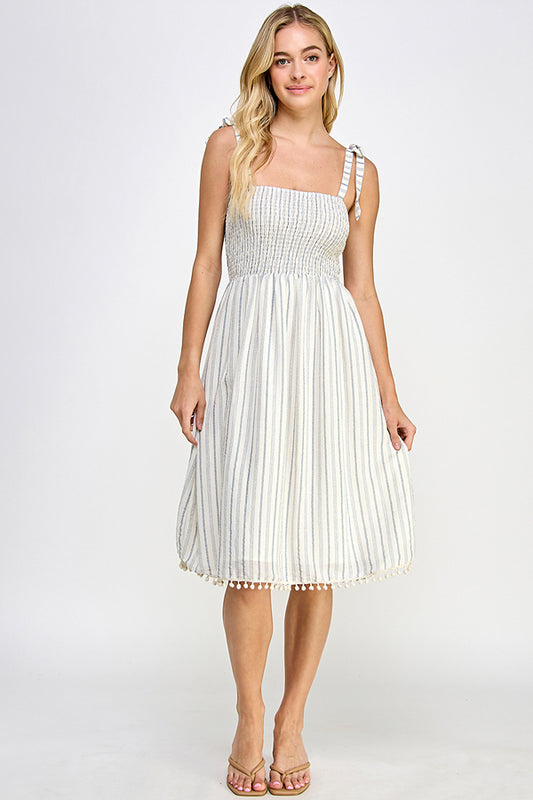 Yura - Breezy Striped Midi Dress - YD1198BJT