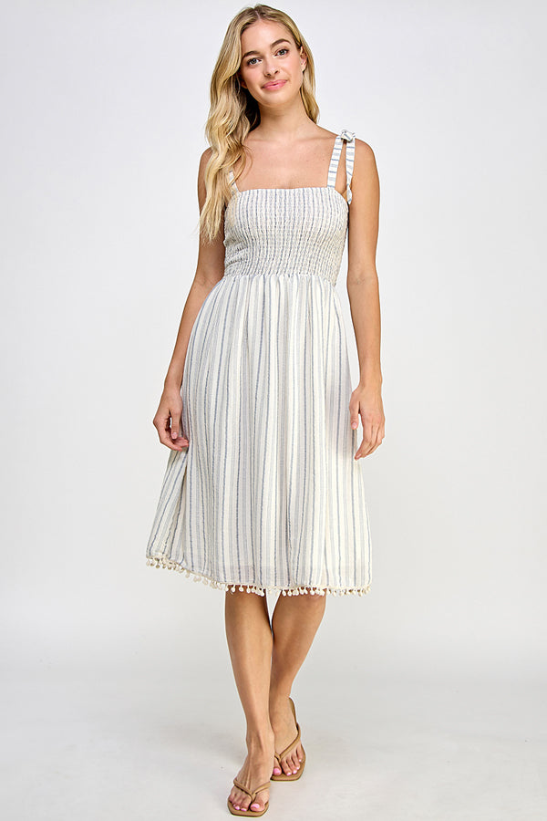 Yura - Breezy Striped Midi Dress - YD1198BJT