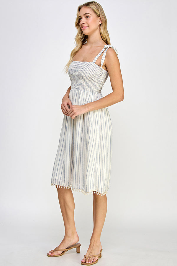 Yura - Breezy Striped Midi Dress - YD1198BJT