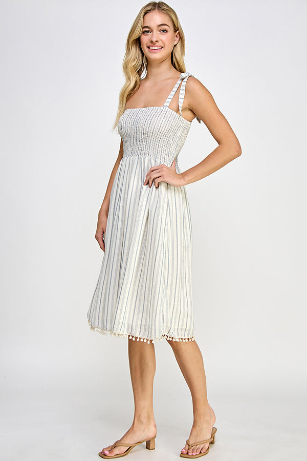 Yura - Breezy Striped Midi Dress - YD1198BJT