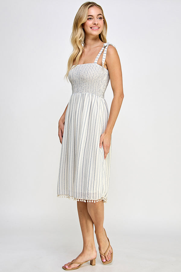 Yura - Breezy Striped Midi Dress - YD1198BJT