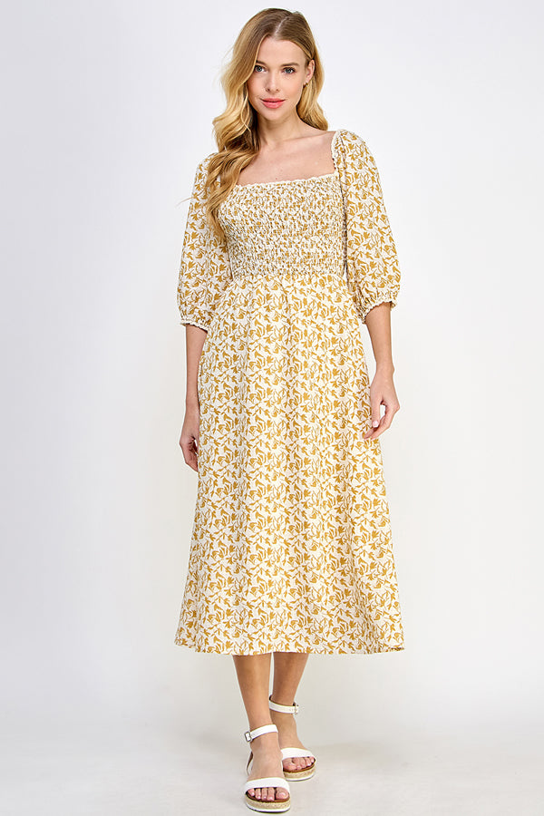 Sunshine Floral Midi Dress - YD1222BJ
