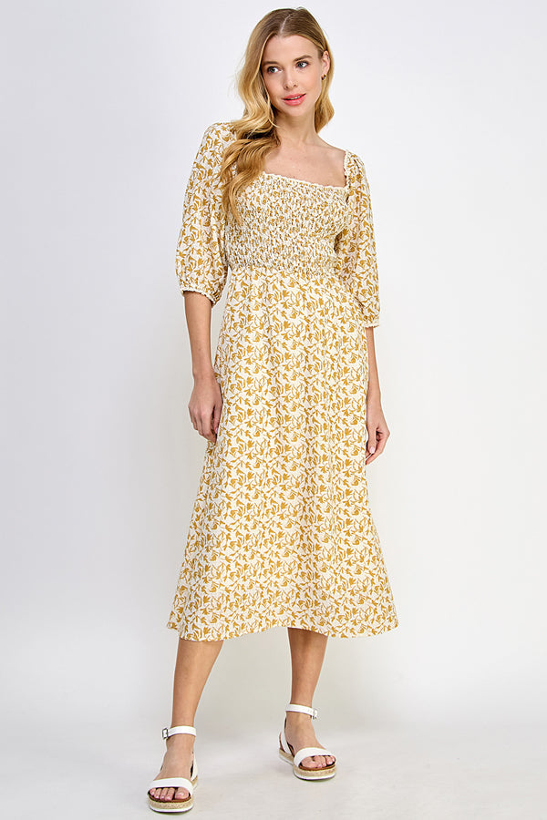 Sunshine Floral Midi Dress - YD1222BJ