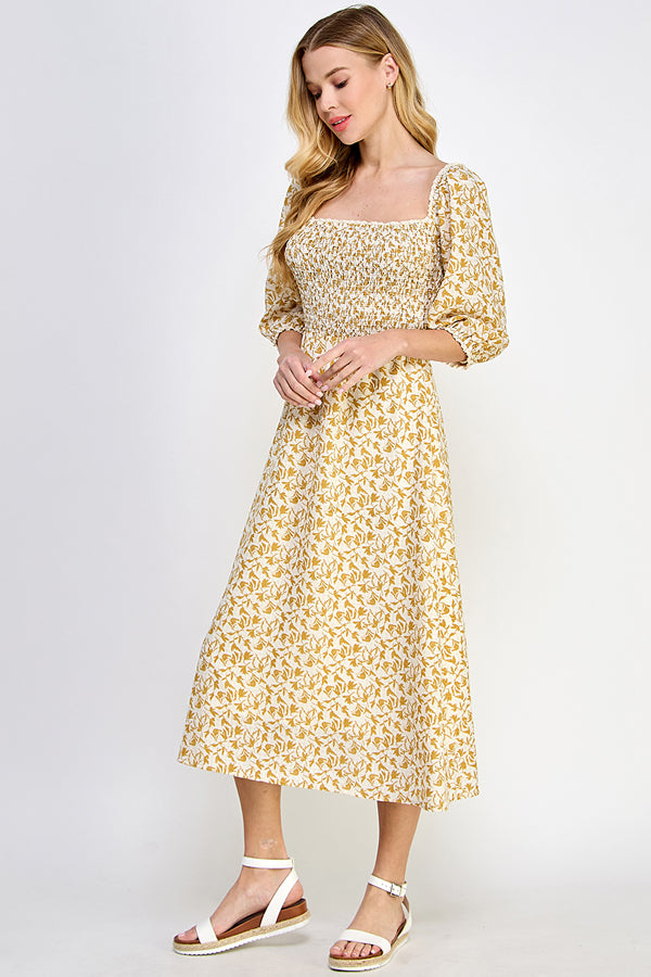 Sunshine Floral Midi Dress - YD1222BJ