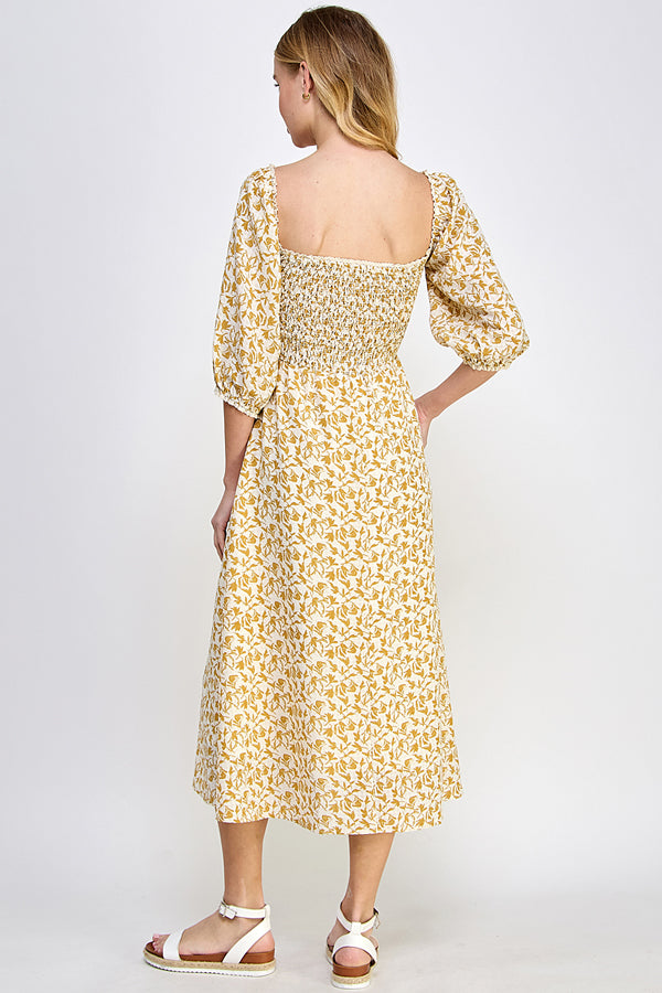 Sunshine Floral Midi Dress - YD1222BJ