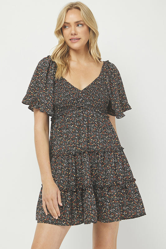 Yura Women's Floral Print Tiered Mini Dress - YD1252KJ02
