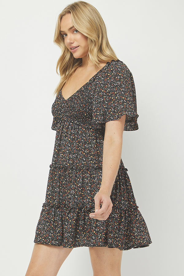 Yura Women's Floral Print Tiered Mini Dress - YD1252KJ02
