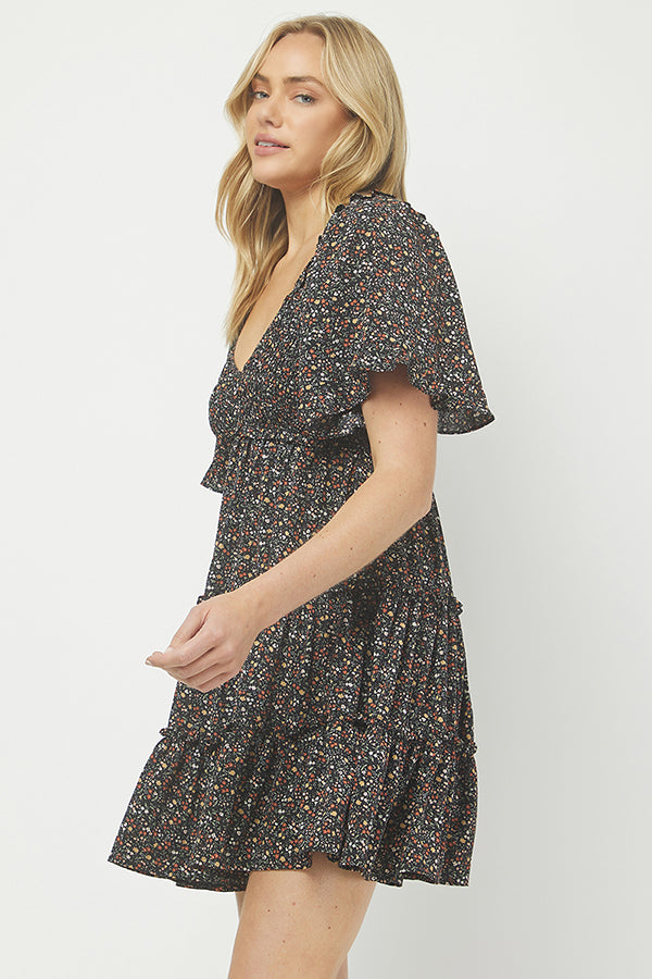 Yura Women's Floral Print Tiered Mini Dress - YD1252KJ02