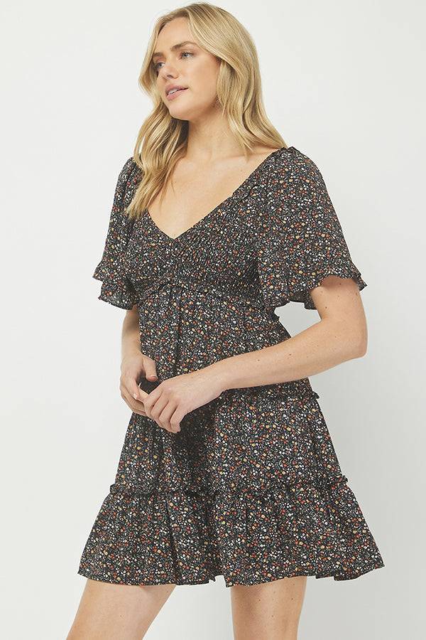 Yura Women's Floral Print Tiered Mini Dress - YD1252KJ02