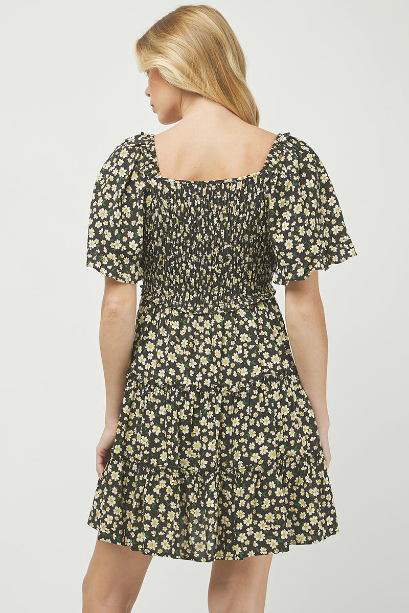 Floral Print Tiered Mini Dress - YD1252KJ11